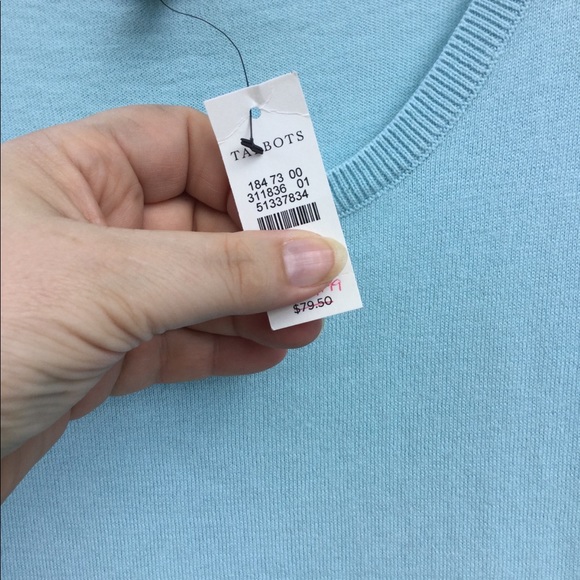 NWT Talbots Cute Light Blue Tassel Hem Sweater - Picture 4 of 6